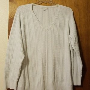 A Basic Off-white Ribbed Sweater